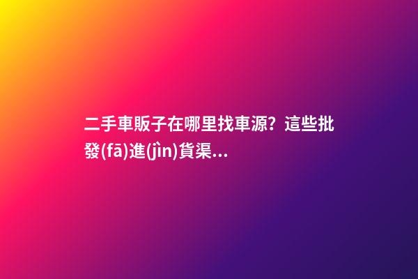 二手車販子在哪里找車源？這些批發(fā)進(jìn)貨渠道請收好！